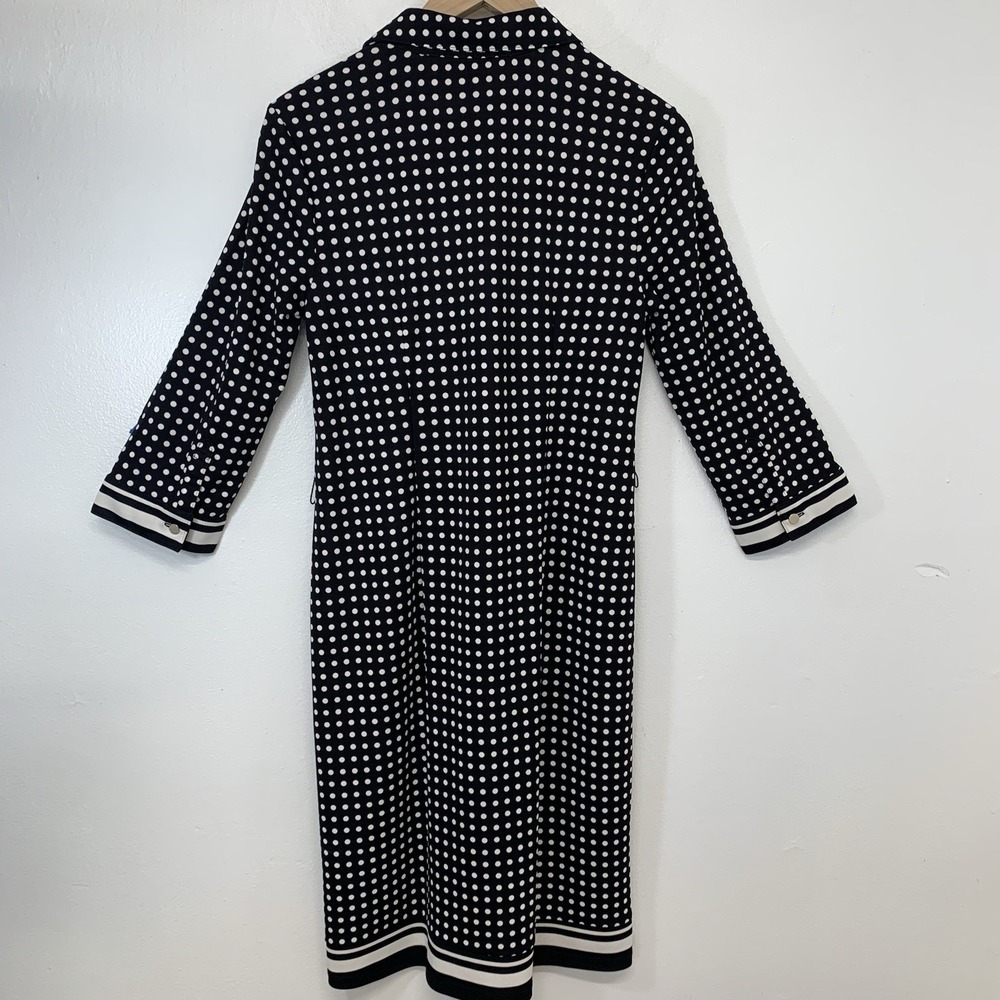 Talbots Black White Polka Dot Dress Shift MP Stretch Knit Knee Length 3/4 Sleeve - Picture 5 of 9